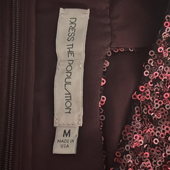 DRESS THE POPULATION Delani Sequin Crepe Gown Maxi Dress Purple Size M Party - Picture 9 of 12